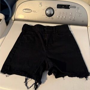 American Eagle Outfitters Black Distressed High-Rise Jean Shorts
